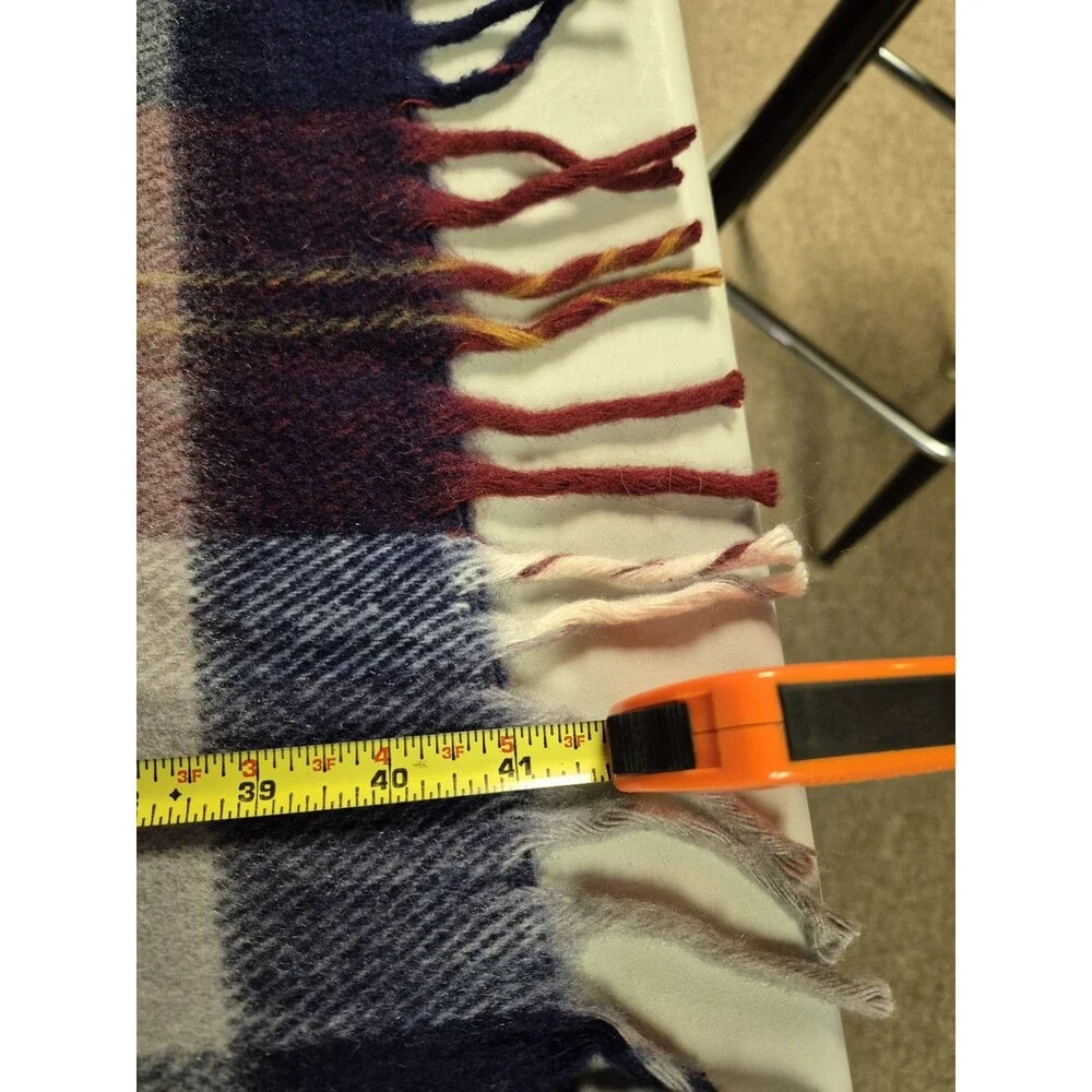 Faribo Acrylic Plaid Red Blue White Stadium Throw Lap Blanket 44 X 56
